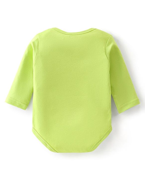 Babyhug 100% Cotton Knit Full Sleeves Onesie Bear Print - Green