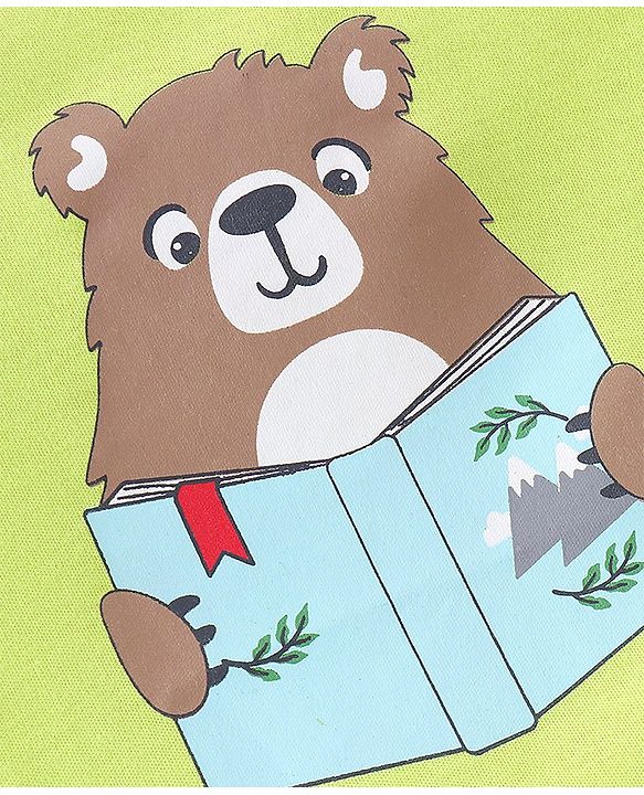 Babyhug 100% Cotton Knit Full Sleeves Onesie Bear Print - Green