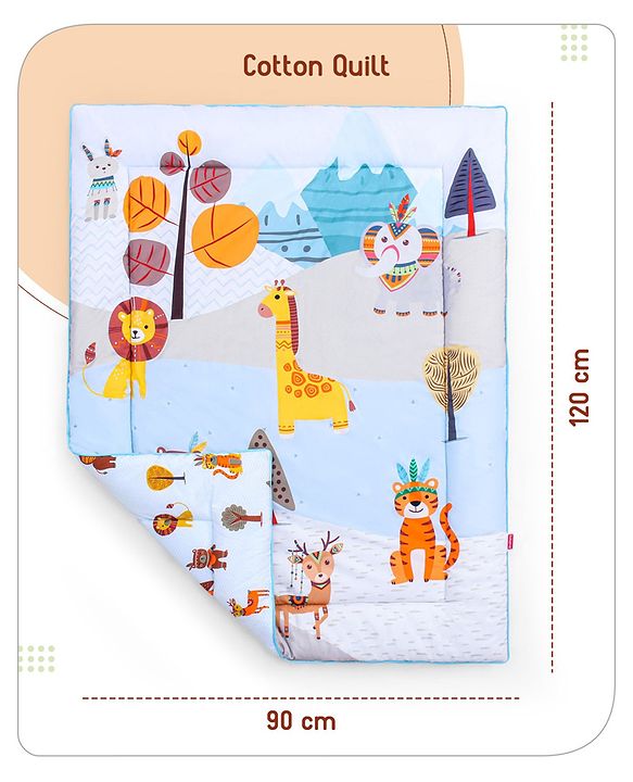 Babyhug Cotton Crib Bedding Set Elephant Print -Multicolor