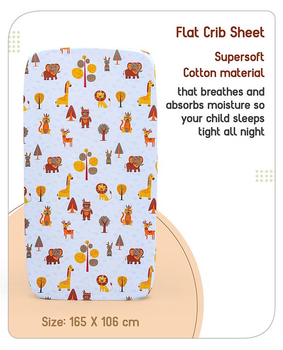 Babyhug Cotton Crib Bedding Set Elephant Print -Multicolor