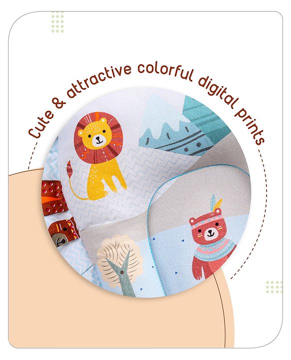 Babyhug Cotton Crib Bedding Set Elephant Print -Multicolor