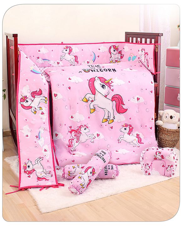 Babyhug Cotton Crib Bedding Set Elephant Print -Multicolor