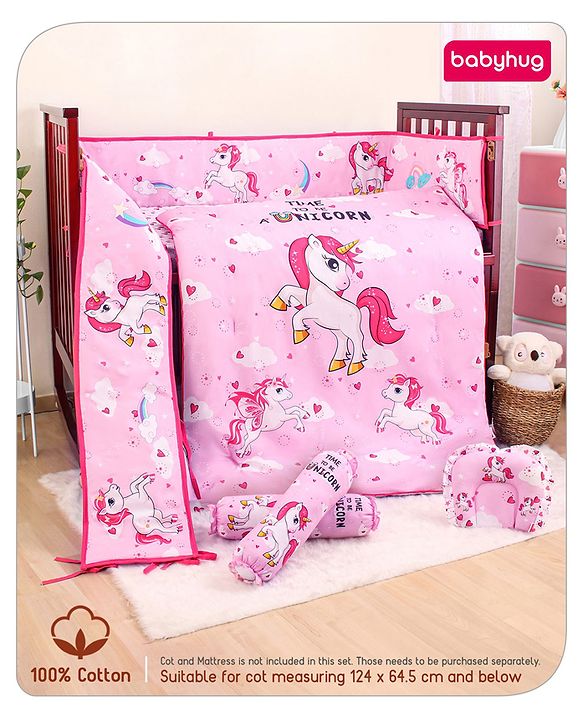 Babyhug Cotton Crib Bedding Set Elephant Print -Multicolor