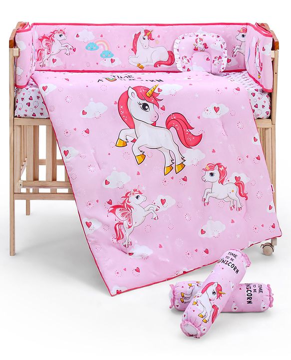 Babyhug Cotton Crib Bedding Set Elephant Print -Multicolor