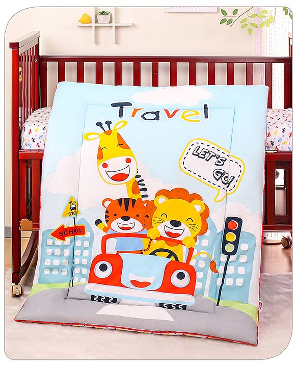 Babyhug 100% Cotton Digital Printed Quilt Travel Theme- Multicolor