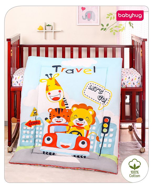 Babyhug 100% Cotton Digital Printed Quilt Travel Theme- Multicolor