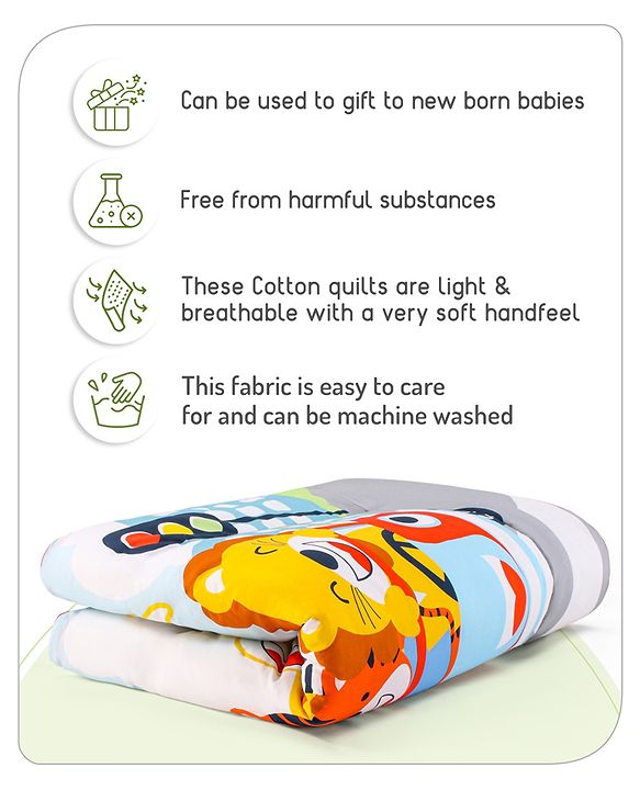 Babyhug 100% Cotton Digital Printed Quilt Travel Theme- Multicolor