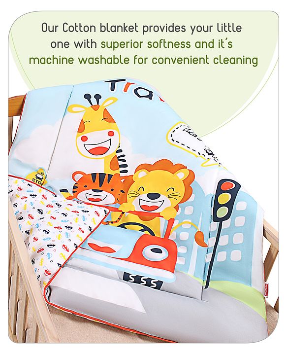 Babyhug 100% Cotton Digital Printed Quilt Travel Theme- Multicolor