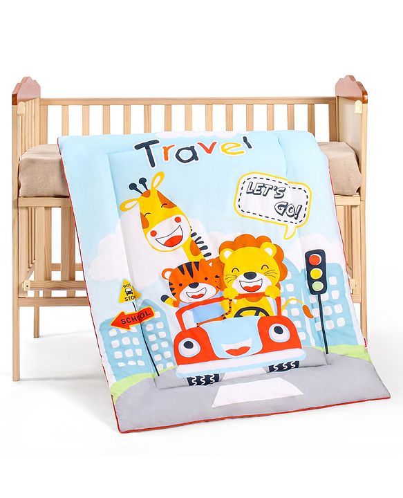 Babyhug 100% Cotton Digital Printed Quilt Travel Theme- Multicolor
