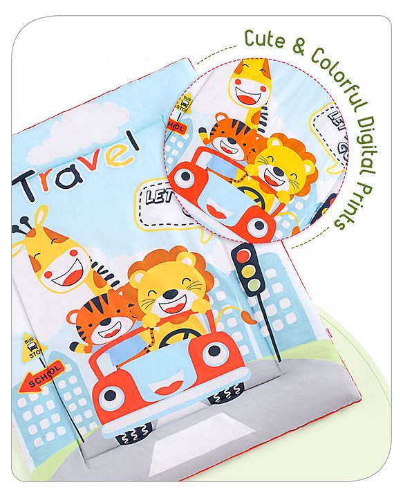 Babyhug 100% Cotton Digital Printed Quilt Travel Theme- Multicolor