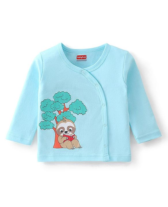 Babyhug 100% Cotton Knit Full Sleeves Front Open Vest Sloths Print Pack of 3 - Multicolour