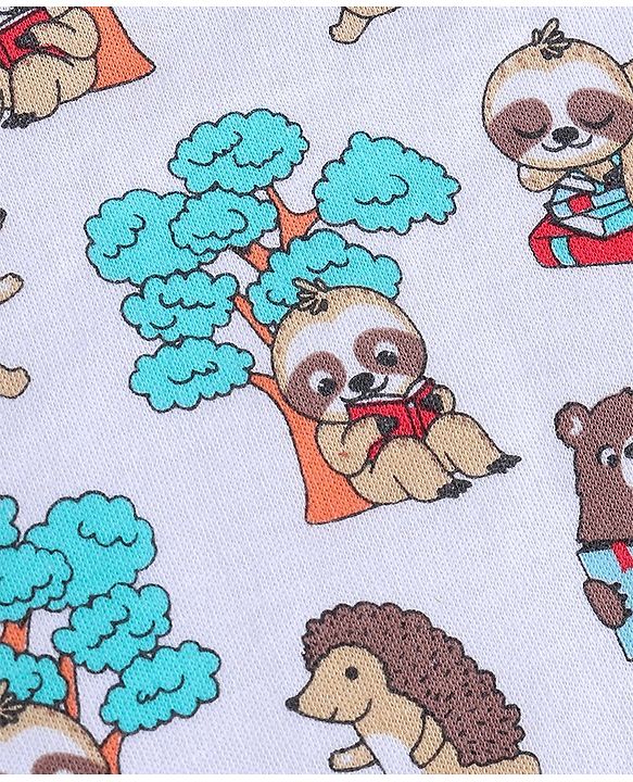 Babyhug 100% Cotton Knit Full Sleeves Front Open Vest Sloths Print Pack of 3 - Multicolour