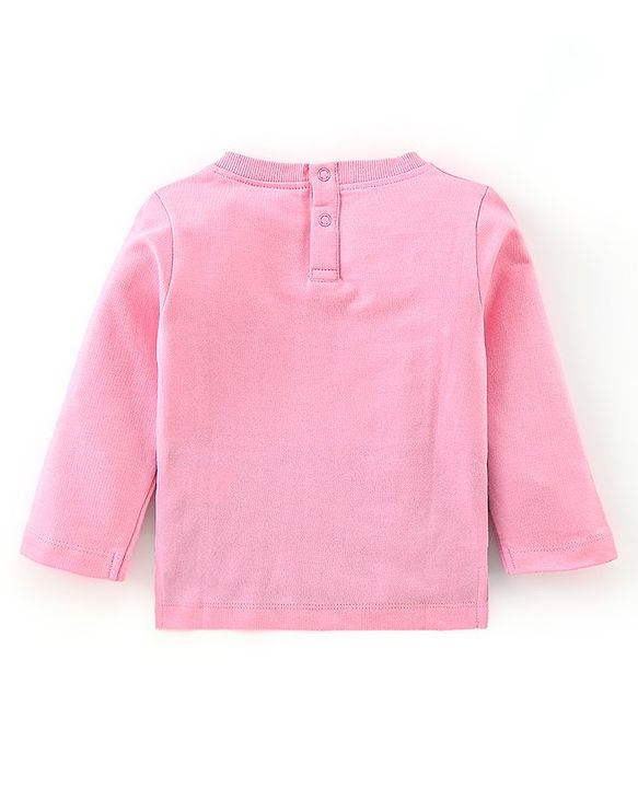 Babyhug 100% Cotton Full Sleeves Text Printed Top and Lounge Pant - Pink & Blue
