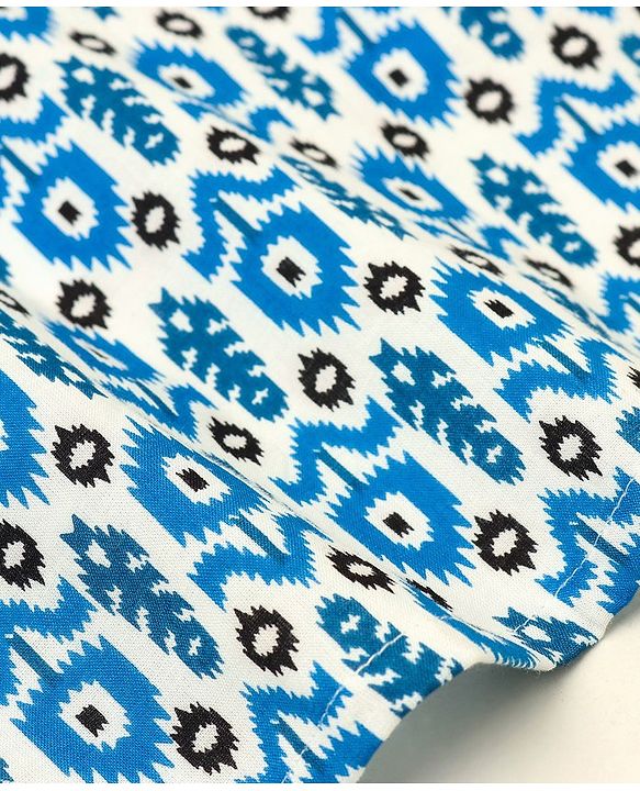 Babyhug 100% Cotton Full Sleeves All Over Floral Printed Dhoti Kurta Set- Blue