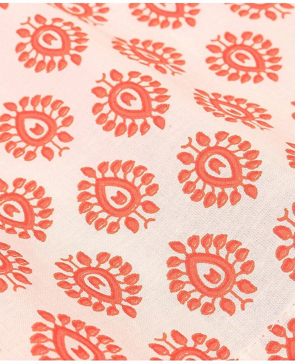 Babyhug Cotton Woven Full Sleeves Kurta & Dhoti Set Ajrakh Print - Orange