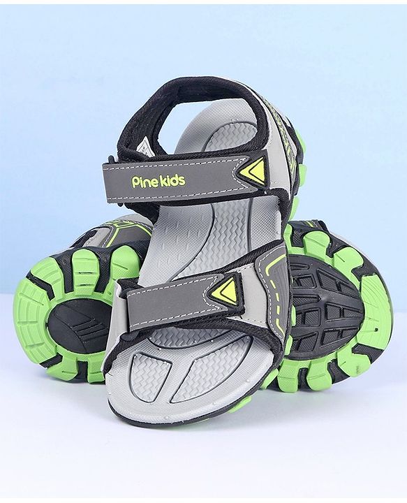 Pine Kids Velcro Closure Sandals - Grey Green