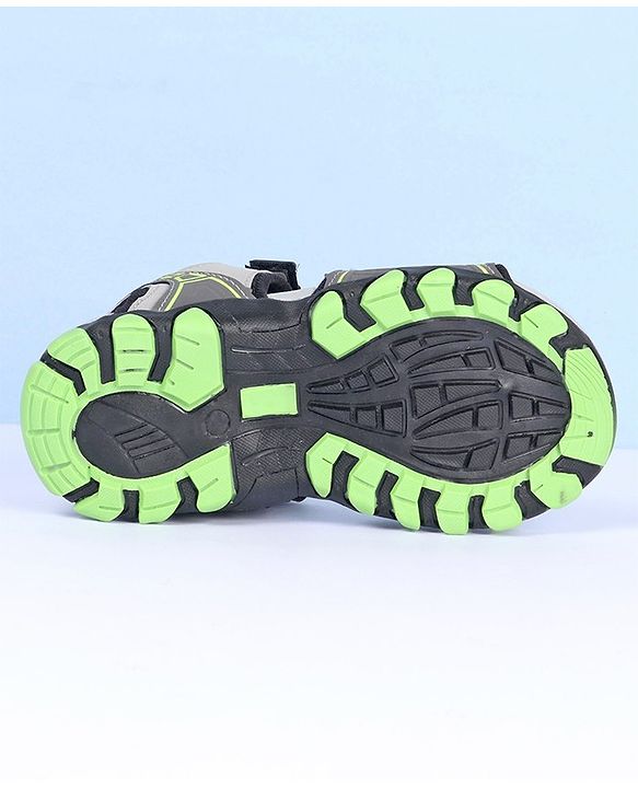 Pine Kids Velcro Closure Sandals with Logo Print - Grey