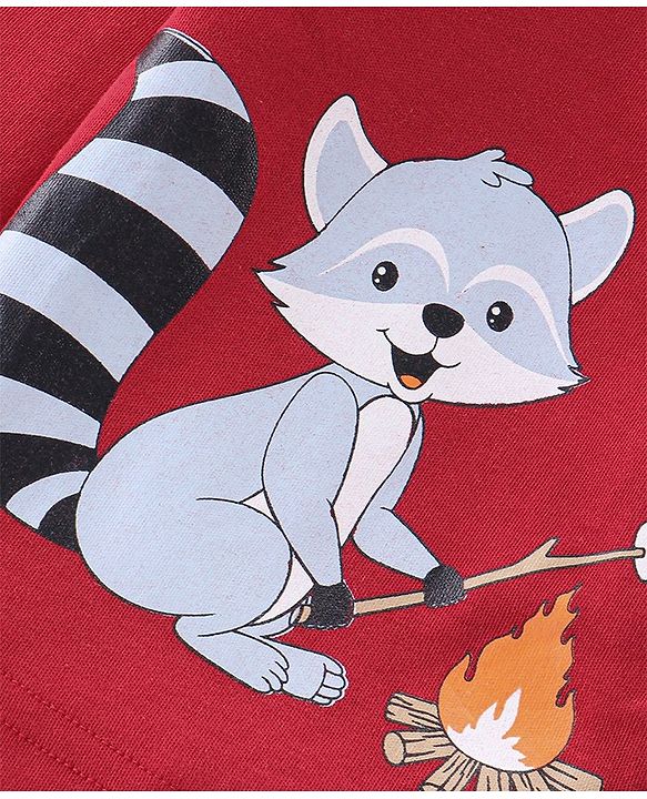 Babyhug 100% Cotton Full Sleeves Front Open Vest Foxy Printed Pack of 3 - Red & White