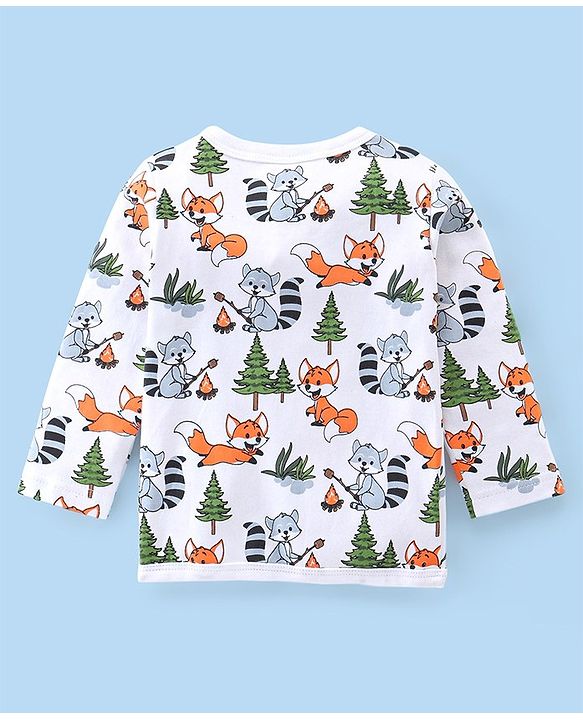 Babyhug 100% Cotton Full Sleeves Front Open Vest Foxy Printed Pack of 3 - Red & White