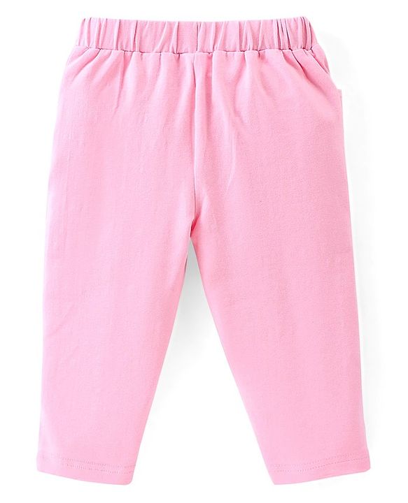 Babyhug 100% Cotton Full Sleeves Top & Lounge Pant Set Floral Embroidery - Navy & Pink