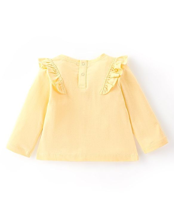 Babyhug Cotton Full Sleeves Top & Leggings Set Floral Print- Yellow & Pink