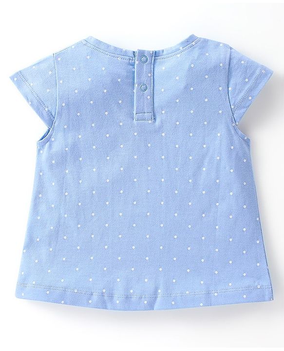 Babyhug Cotton Half Sleeves Top & Skirt Set Floral Print- Blue & Pink