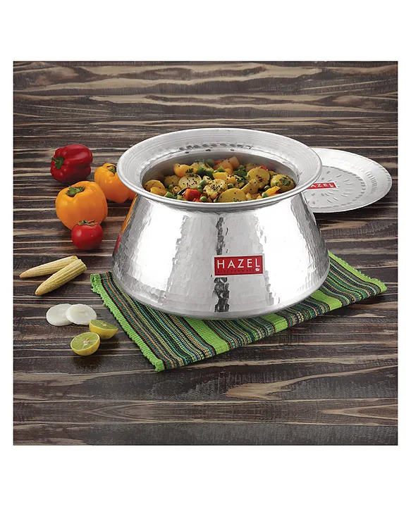 HAZEL Biryani Pot| Aluminium Biryani Handi Set, 10000 ML| Premium Aluminium  Hammered Finish Tope, Patila Handi | Multipurpose Aluminium Cooking