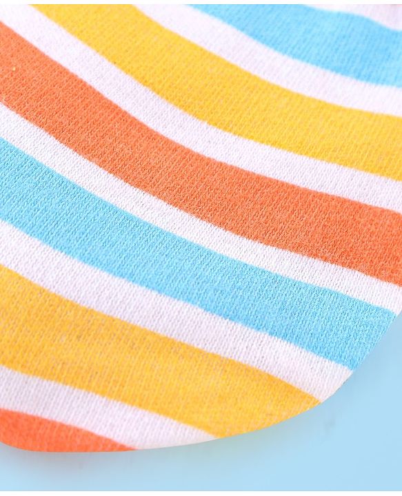 Babyhug 100% Cotton Cap Mittens And Booties Striped - Yellow
