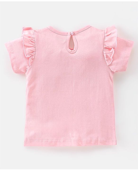 Babyhug 100% Cotton Knit Half Sleeves Tee With Floral Graphics & Frill Detailing Pack Of 3- Multicolour