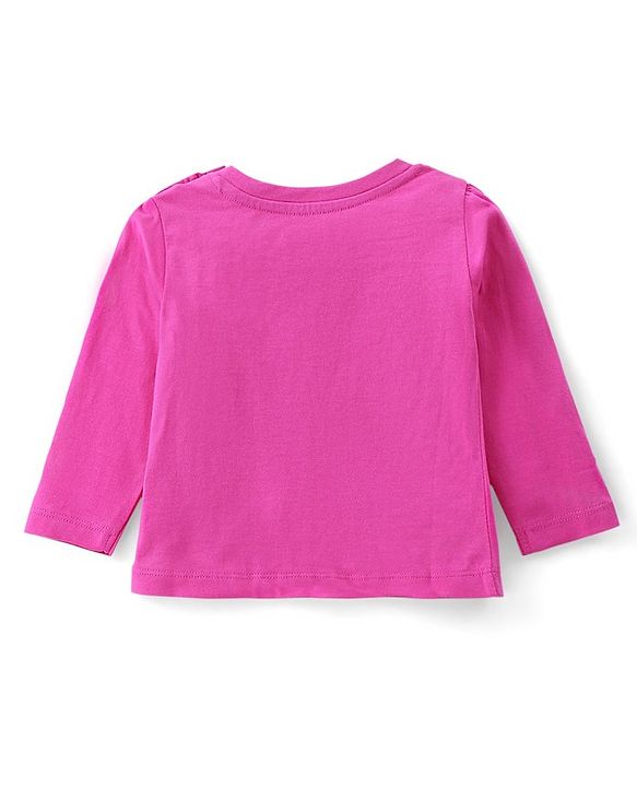 Babyhug Cotton Knit Single Jersey Full Sleeves Night Suit With Teddy & Rainbow Print - Pink