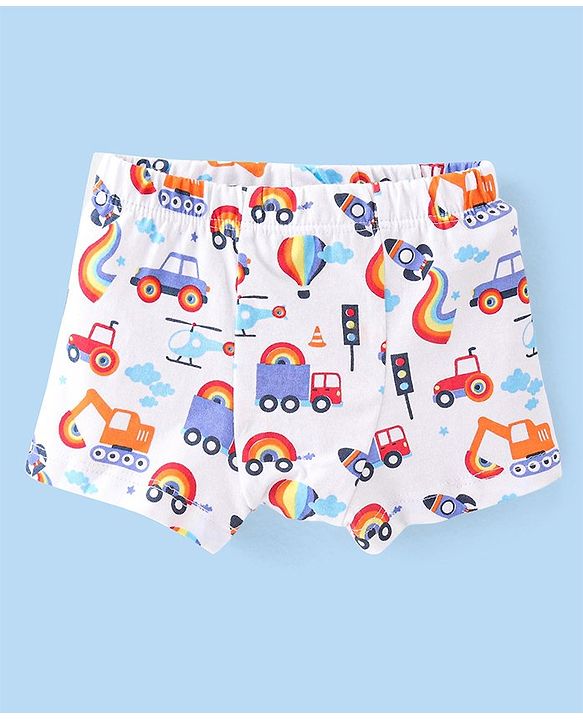Babyhug 100% Cotton Knit Trunks Car Print Pack of 3 - Multicolour