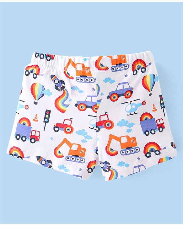 Babyhug 100% Cotton Knit Trunks Car Print Pack of 3 - Multicolour