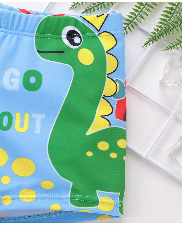 Babyhug Dino Print Swimming Trunk - Blue