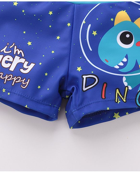 Babyhug Dino Print Swimming Trunk - Blue