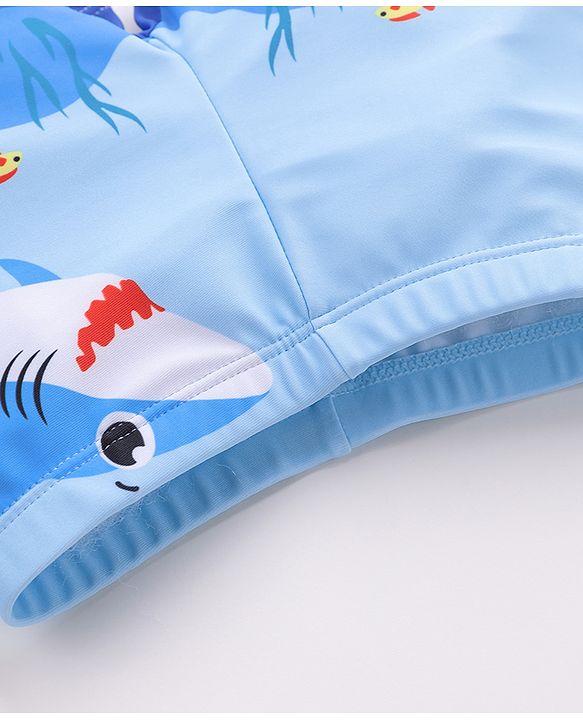 Babyhug Shark Print Swimming Trunk - Blue