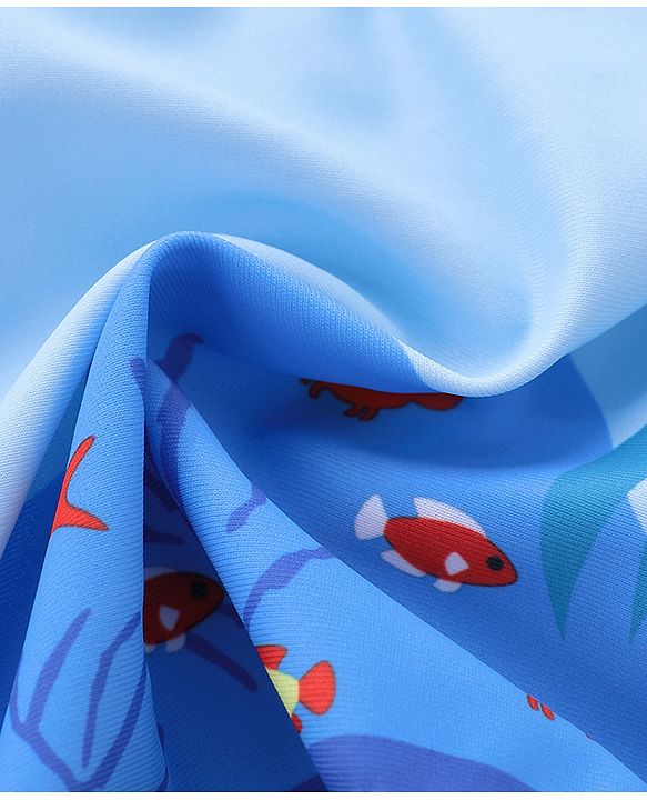 Babyhug Shark Print Swimming Trunk - Blue