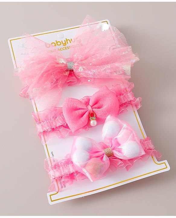 Babyhug Headband Pack of 3 Free Size  - Pink