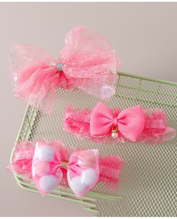 Babyhug Headband Pack of 3 Free Size  - Pink