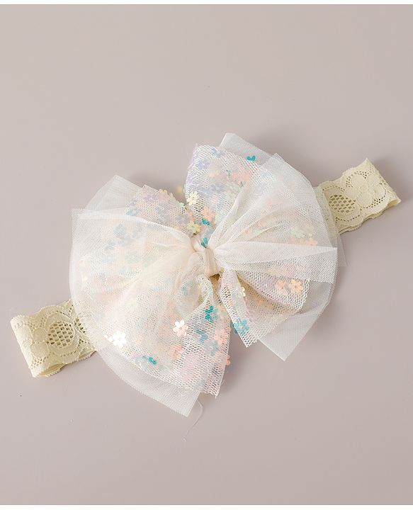 Babyhug Free Size Headbands With Bow Design Pack of 2 - White & Pink