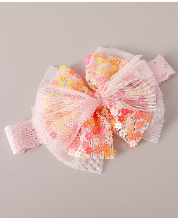 Babyhug Free Size Headbands With Bow Design Pack of 2 - White & Pink