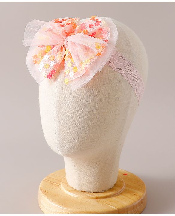 Babyhug Free Size Headbands With Bow Design Pack of 2 - White & Pink