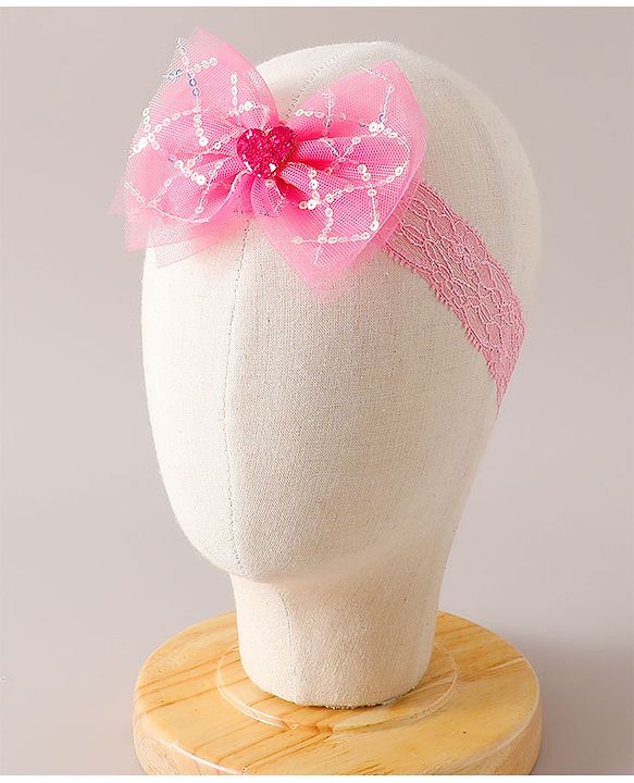 Babyhug Free Size Headbands with Bow Applique Pack of 2 - Purple & Pink