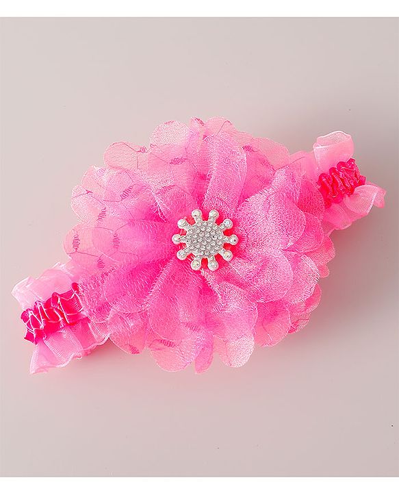 Babyhug Free Size Headbands with Floral Applique Pack of 2 - Red & Dark Pink