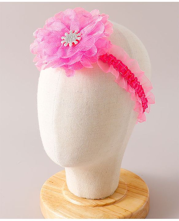 Babyhug Free Size Headbands with Floral Applique Pack of 2 - Red & Dark Pink
