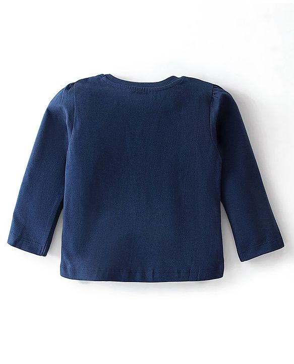 Babyhug Cotton Knit Full Sleeves Night Suit With Tropical Toucan Print - Navy Blue & Pink