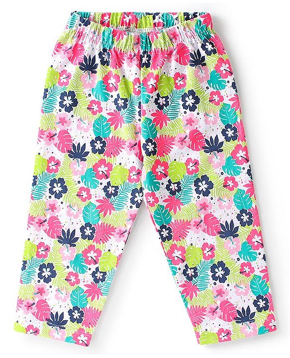 Babyhug Cotton Knit Full Sleeves Night Suit With Tropical Toucan Print - Navy Blue & Pink