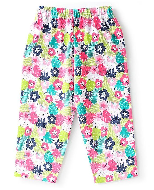 Babyhug Cotton Knit Full Sleeves Night Suit With Tropical Toucan Print - Navy Blue & Pink