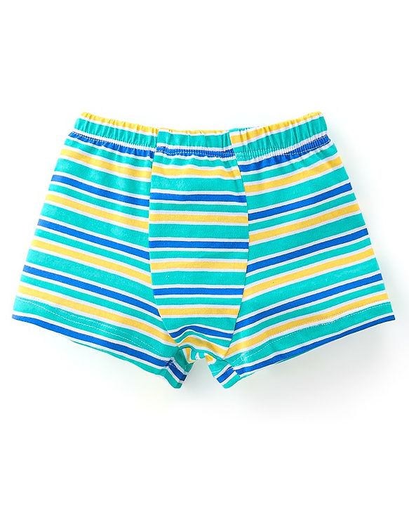 Babyhug 100% Cotton Single Jersey Knit Trunk Stripes & Construction Vehicle Print Pack of 3 - Yellow & Blue