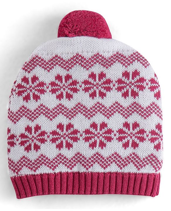 Babyhug Organic Cotton Knit Woollen Cap & Mittens Set Red - Diameter 10.5 cm