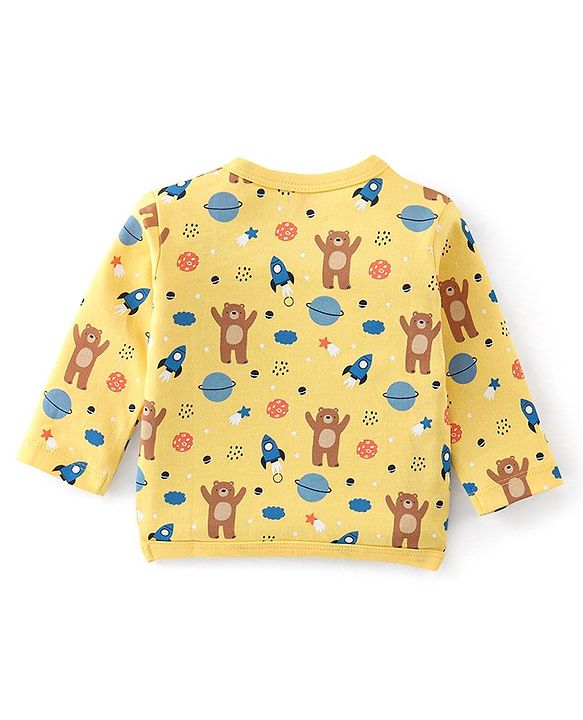 Babyhug 100% Cotton Knit Full Sleeves Bear Print Vests Pack of 3 - Multicolour